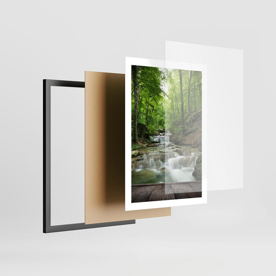 Plakat w ramie 50x70 - Plączący się strumień - rzeka, strumień - rama czarna