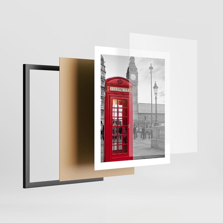 Plakat w ramie 40x50 - Budka w Londynie - Londyn, budka - rama czarna