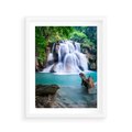 Plakat w ramie 40x50 - Abstrakcyjna nowoczesność - wodospad, woda - rama biała