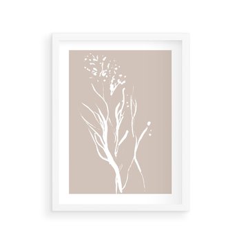 Plakat w ramie 30x40 - Impresje Pastelowych Nastrojów - minimalistyczny delikatny obraz, beżowe odcienie - rama biała