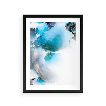 Plakat w ramie 50x70 - Marmur złotą akwarelą - marmur, akwarela - rama czarna