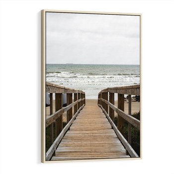 Obraz w ramie 70x100 - Morze i drewniany pomost - morze, pomost - rama drewno