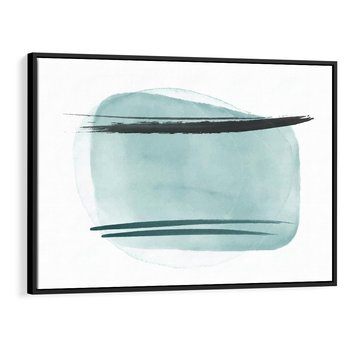 Obraz w ramie 70x50 - Turkusowy Świat - minimlizm, abstrakcja - rama czarna