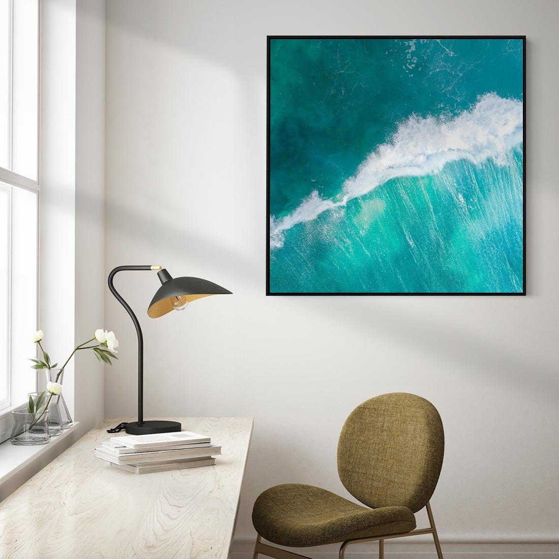 Obraz w ramie 50x50 - Siła i Spokój - morze, ocean - rama czarna