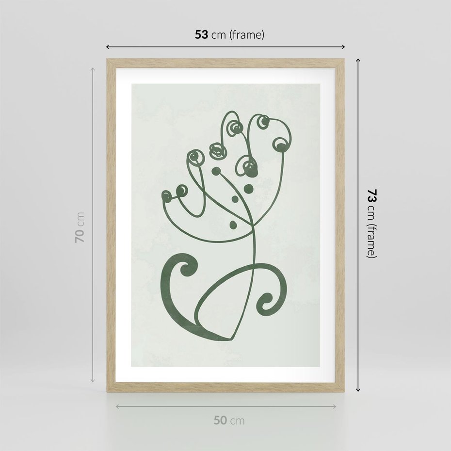 Plakat w ramie 50x70 - Zieleń Wyjątkowego Ukojenia - zielony odcień, abstrakcja - rama drewno