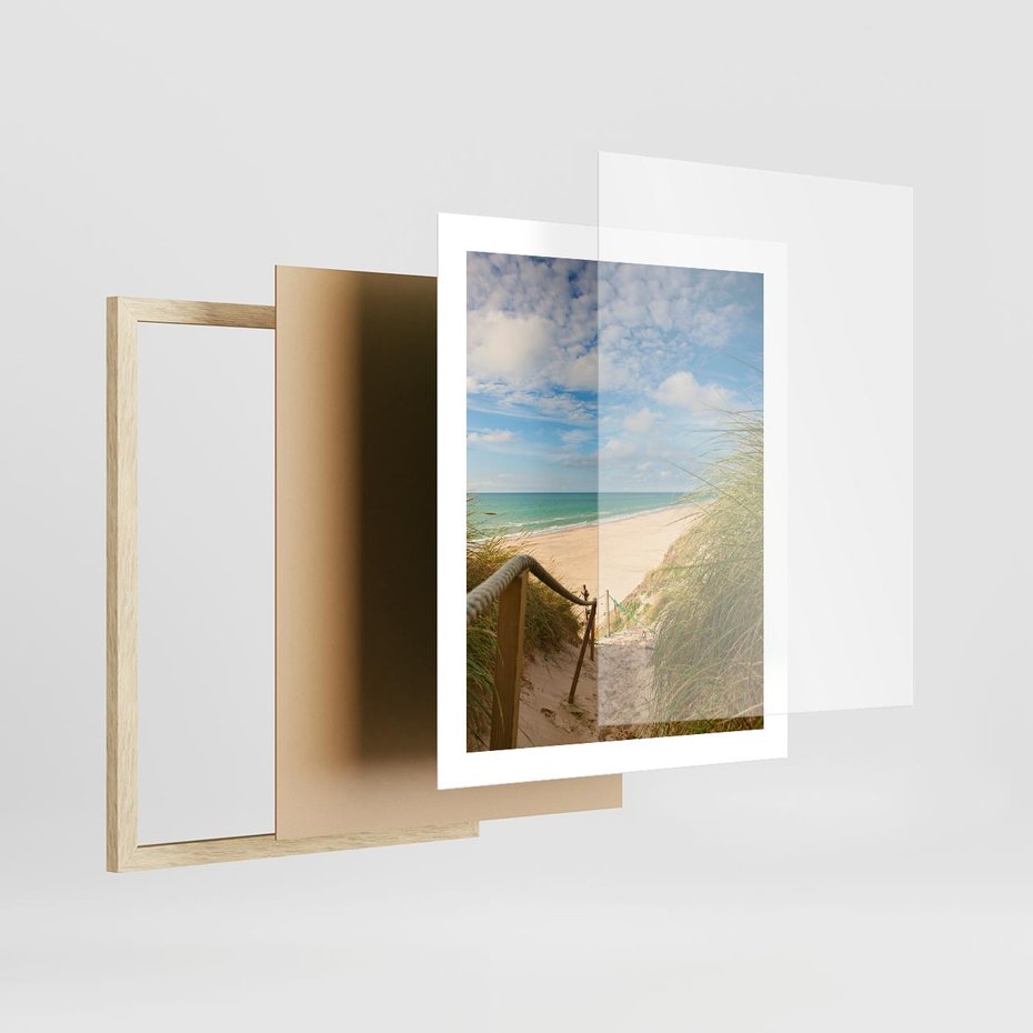 Plakat w ramie 40x50 - Spokojna plaża nad Bałtykiem - plaża, Bałtyk - rama drewno