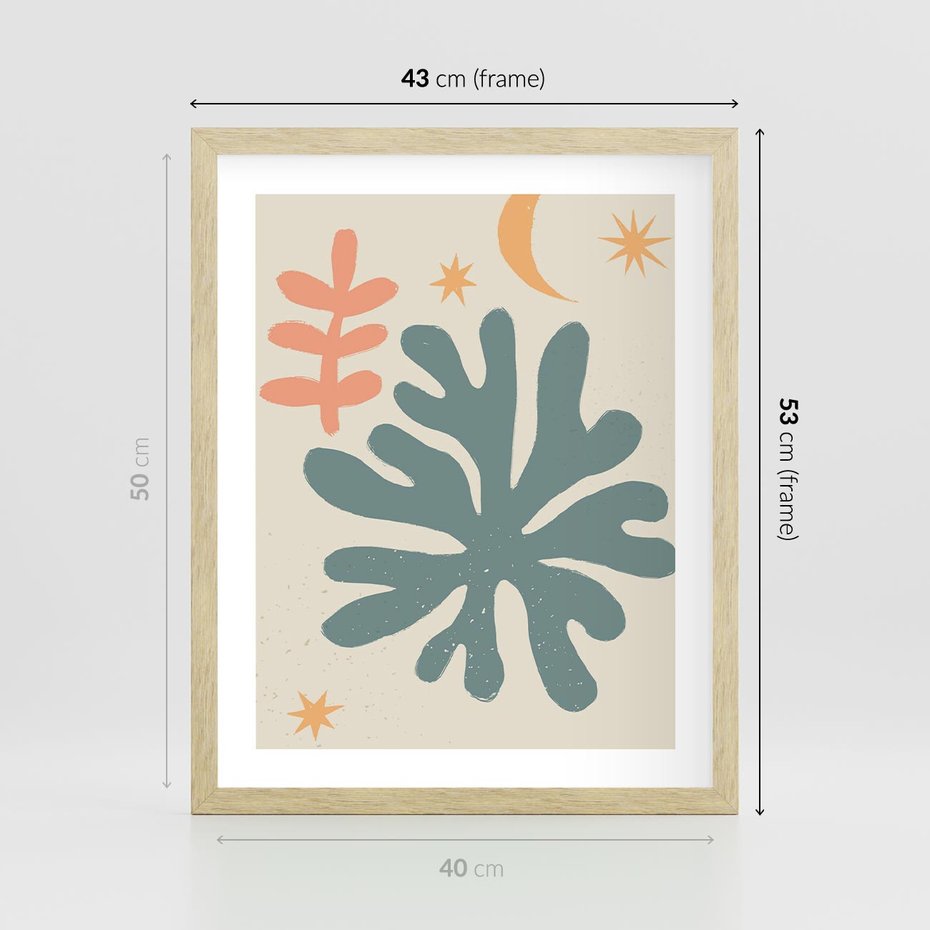 Plakat w ramie 40x50 - Rozbłysk Emanacji - boho formy, kształty - rama drewno