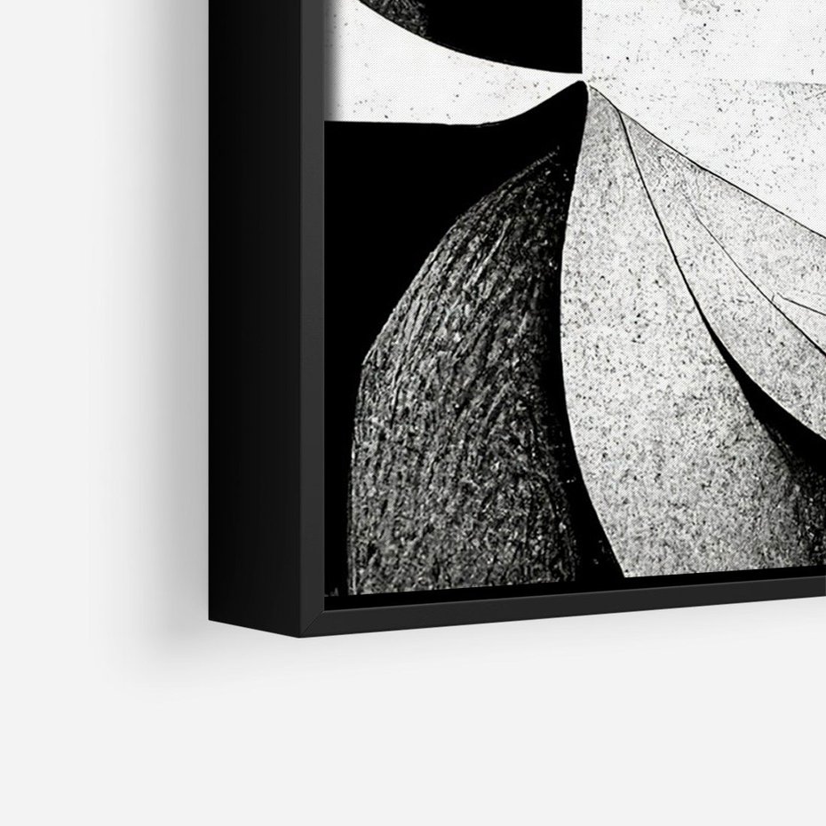 Obraz w ramie 50x70 - Harmonia świateł i cieni - abstrakcja czarno biała, geometria - rama czarna