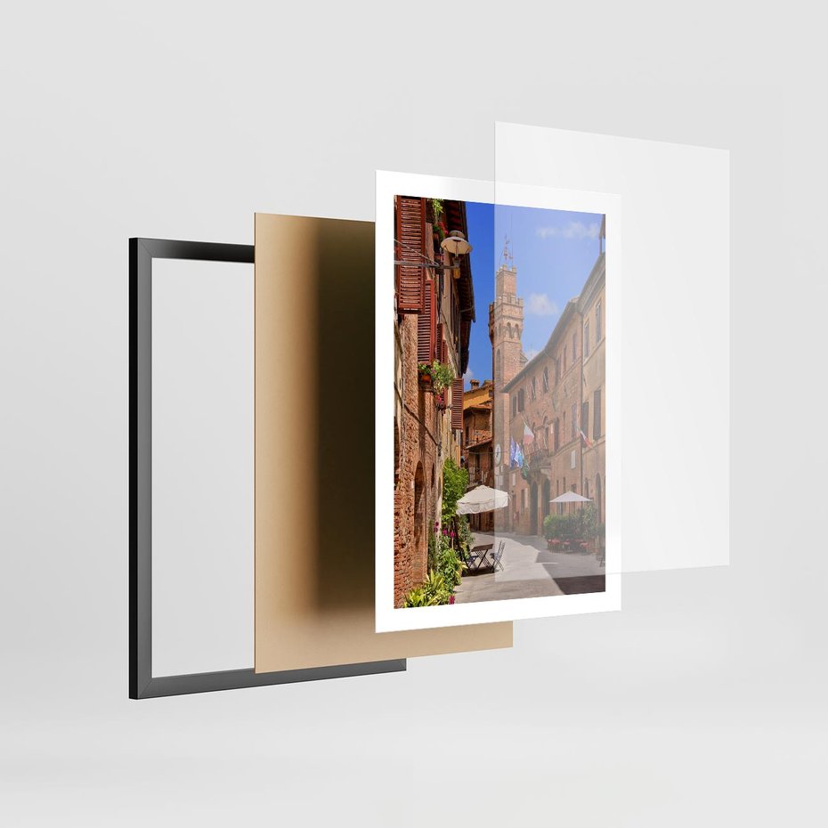 Plakat w ramie 50x70 - Urok włoskich uliczek - włoskie, uliczki - rama czarna