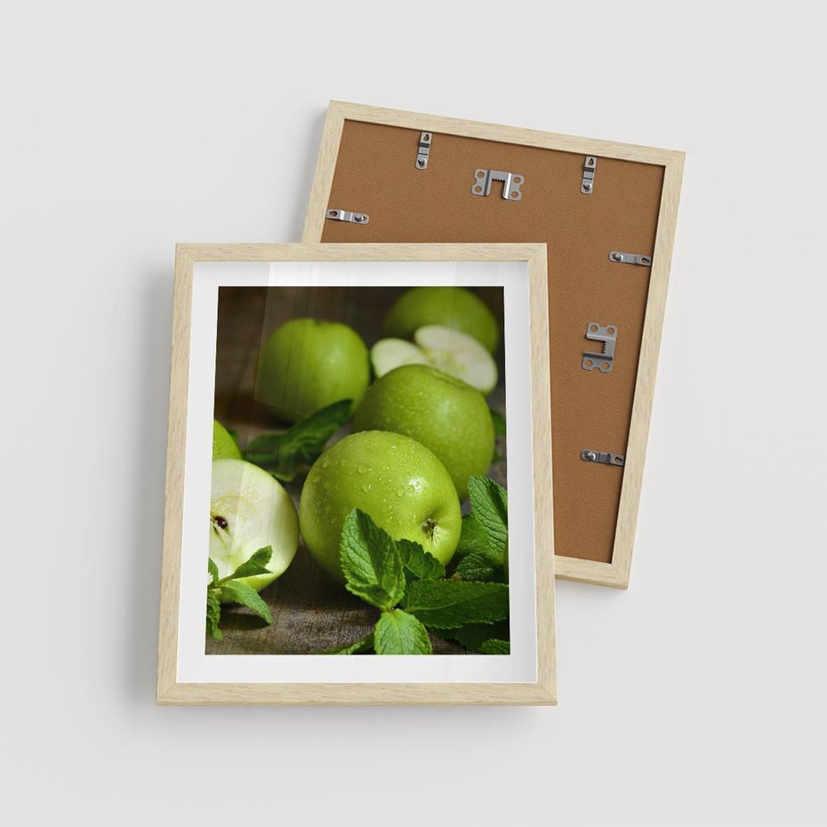Plakat w ramie 40x50 - Jabłkowa kolorystyka - jabłka, owoce - rama drewno