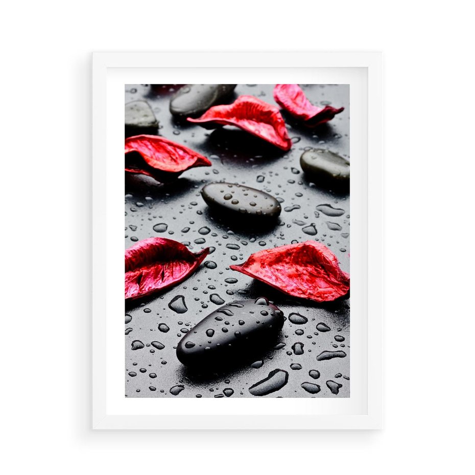 Plakat w ramie 50x70 - Spa wśród Natury - spa, kamienie - rama biała