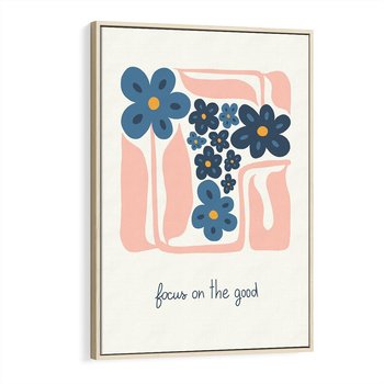 Obraz w ramie 50x70 - Linie kwiatowych marzeń - minimalistyczna kwiatowa kompozycja, pastelowe kolory - rama drewno