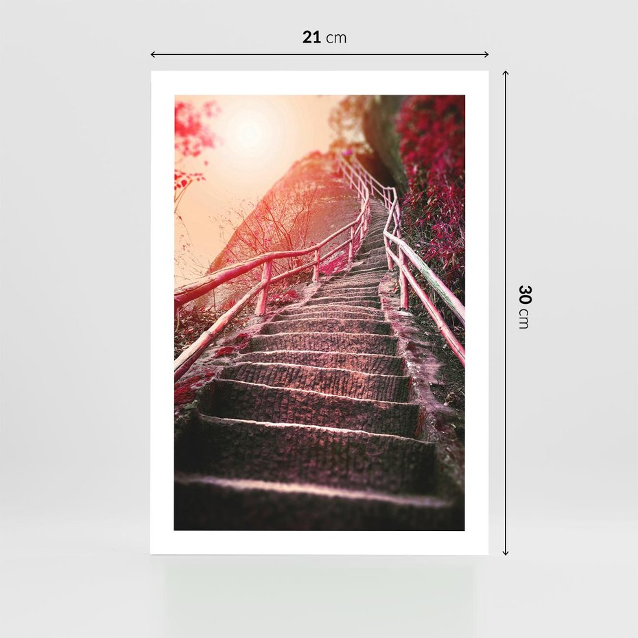 Plakat bez ramy 21x30 - Schody prowadzące do nieznanych ścieżek - schody, ścieżka