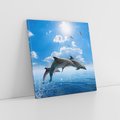 Obraz na płótnie 80x80 - Spotkanie z naturą - morze, delfiny