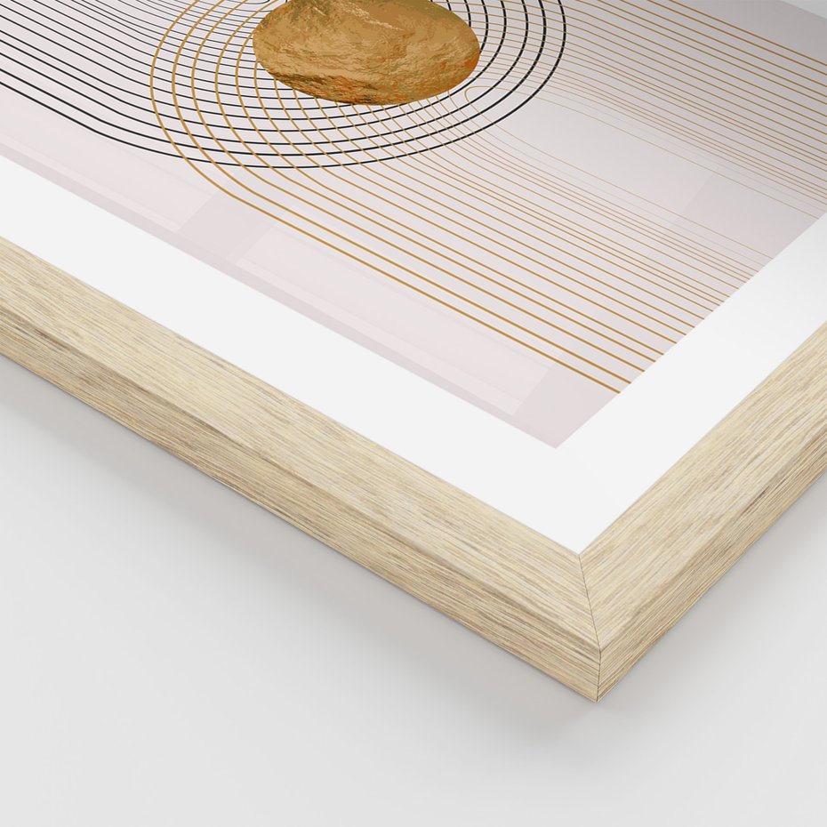 Zestaw obrazy w ramie 40x50 galeria - Minimalizm, japońskie, kształty, złoto - rama drewno