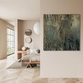 Obraz na płótnie 60x60 - Światło w mroku duszy - liście traw, mroczny klimat