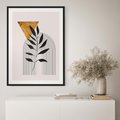 Plakat bez ramy 30x40 - Geometria z Elementami Złota i Liści - grafika, złoto