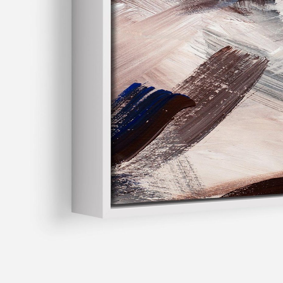 Obraz w ramie 80x80 - Eksploracja Dramaturgii - abstrakcyjny chaos, chatyczne maźnięcia pędzla - rama biała