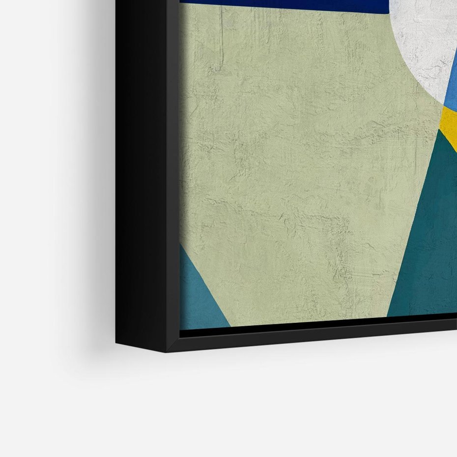 Obraz w ramie 50x50 - Taniec Subtelnych Odbić - abstrakcyjne geometryczne kształty, olejny obraz - rama czarna