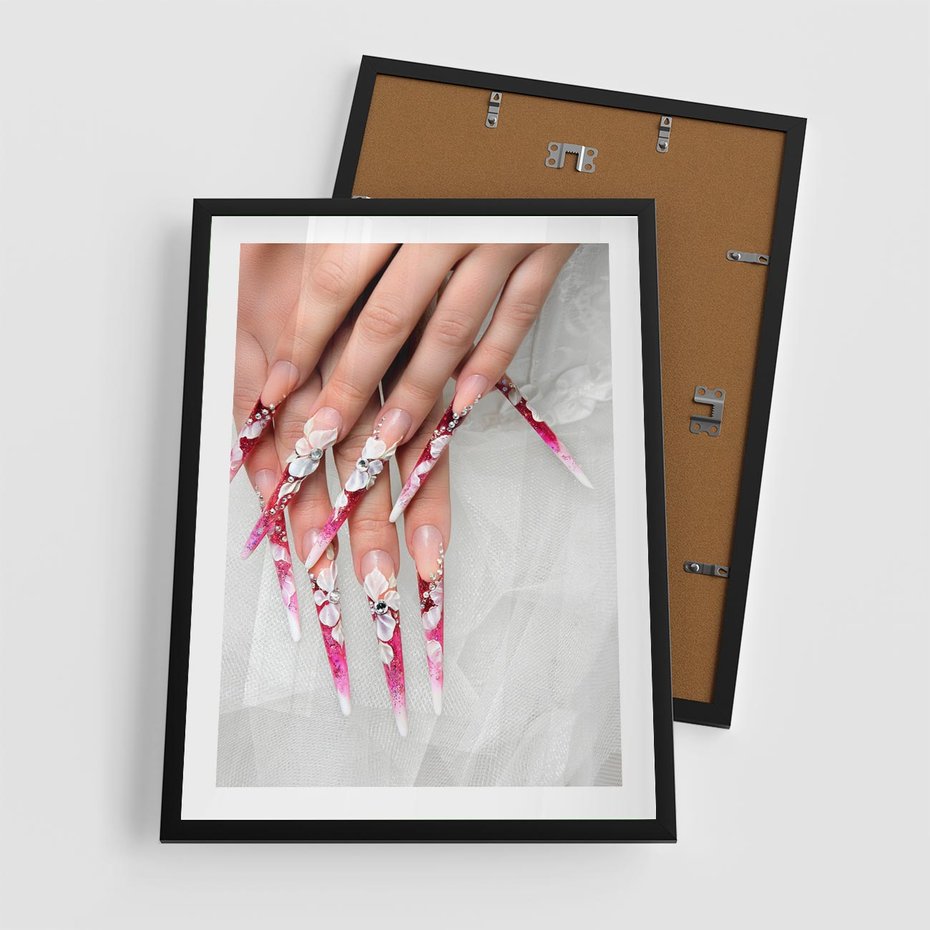 Plakat w ramie 50x70 - Paznokcie jak dzieło sztuki - paznokcie, manicure - rama czarna