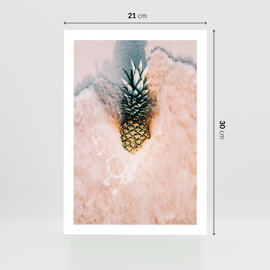 Plakat bez ramy 21x30 - Egzotyczna Plaża - ananas, na plaży