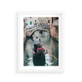 Plakat w ramie 30x40 - Kanały Wenecji - gondola, Wenecja - rama biała