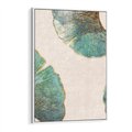 Obraz w ramie 70x100 - Złota Melodia Liści - złote, turkusowe liście miłorzębu - rama biała