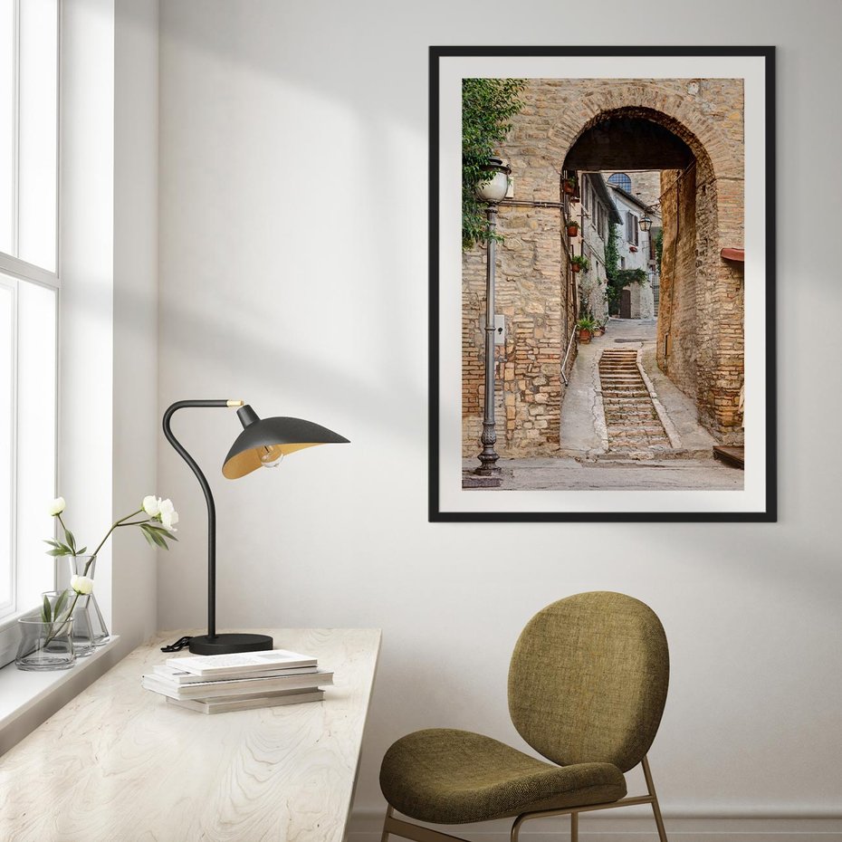 Plakat bez ramy 21x30 - Klimatyczna Uliczka w Grecji - uliczka, Grecja