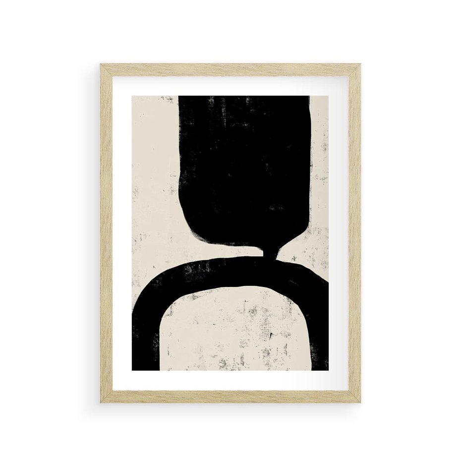 Plakat w ramie 30x40 - Przenikające Plamy - abstrakcyjna sztuka, minimalizm - rama drewno