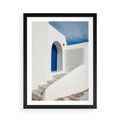 Plakat w ramie 50x70 - Powitanie Wyspy - Santorini, drzwi - rama czarna