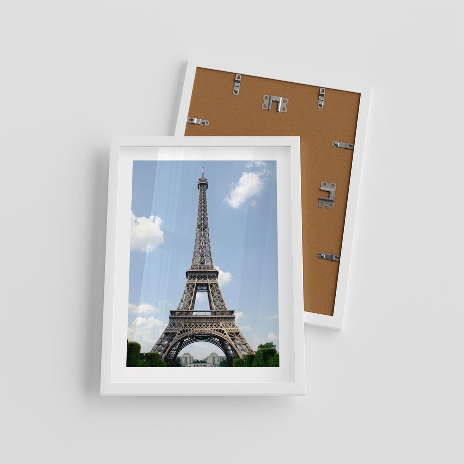 Plakat w ramie 30x40 - Paryż z wieżą Eiffla - Eiffla, Paryż - rama biała