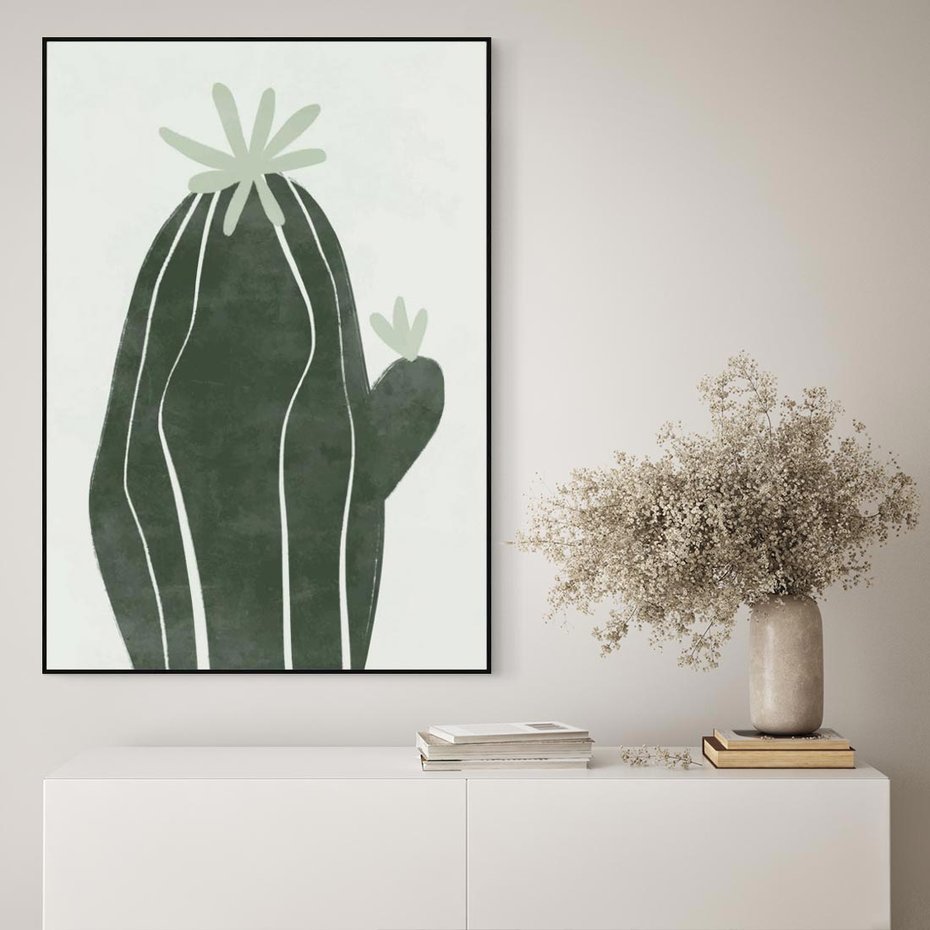 Obraz w ramie 70x100 - Zieleń Inspirującego Życia - zielony plakat, minimalizm - rama czarna