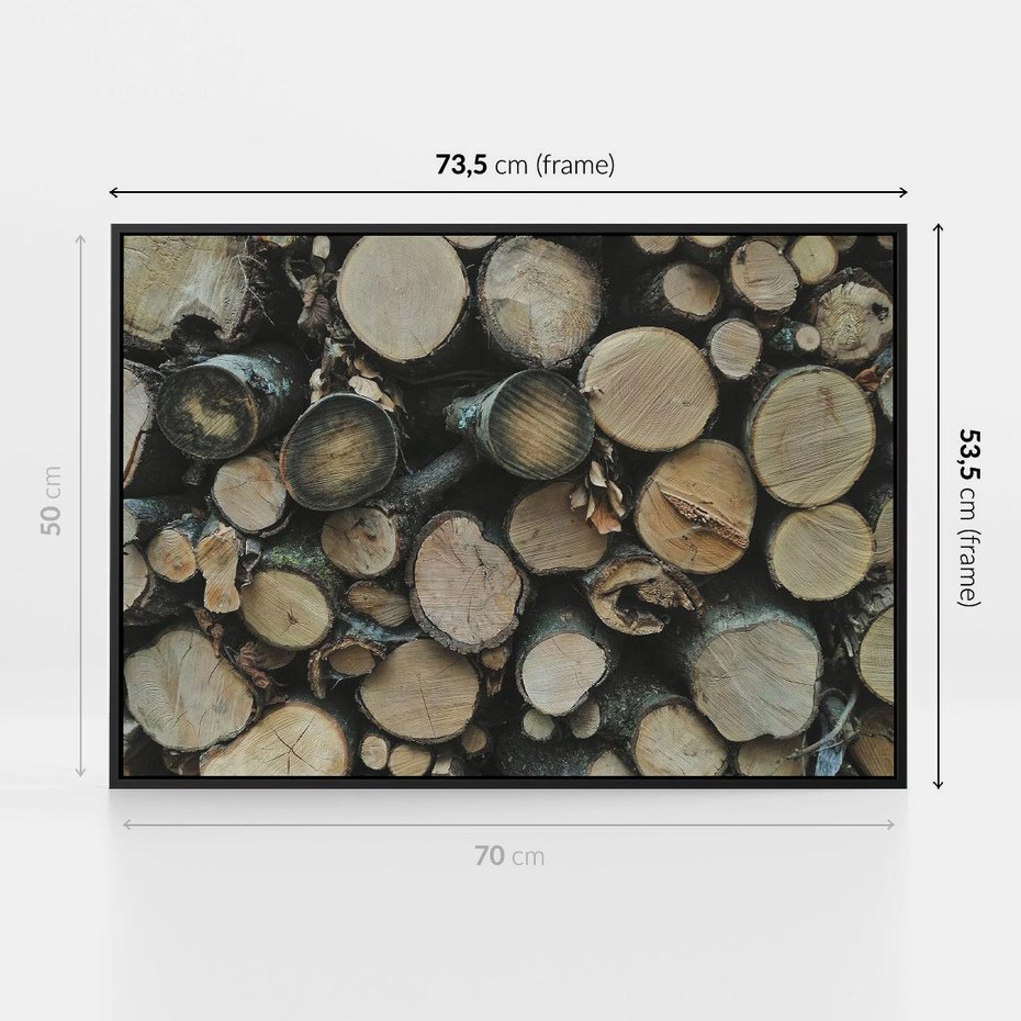 Obraz w ramie 70x50 - Bliskość Natury - drewno, las - rama czarna