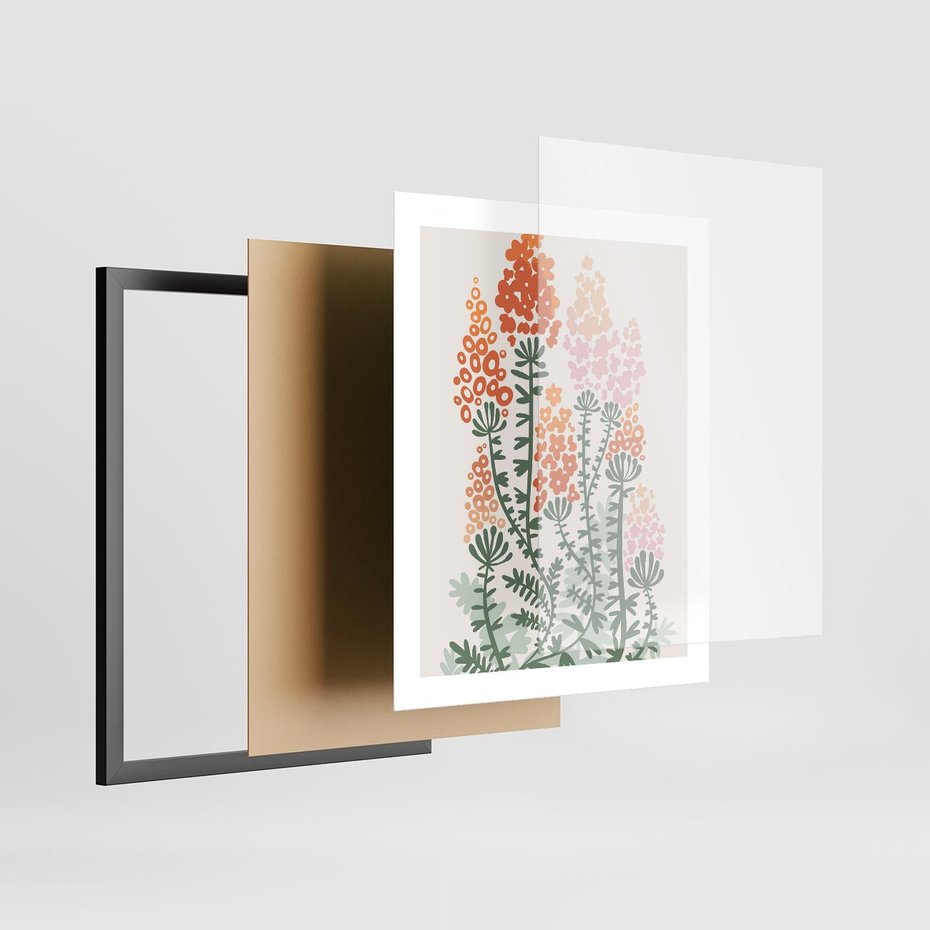 Plakat w ramie 40x50 - Kwiatowe Uniesienia - kwiaty polne, plakat - rama czarna