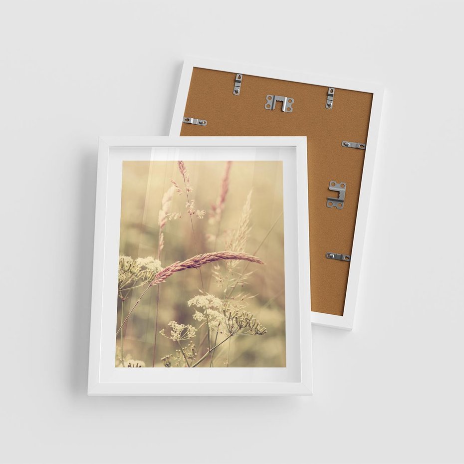 Plakat w ramie 40x50 - Boho Wizja - suszone, trawy - rama biała