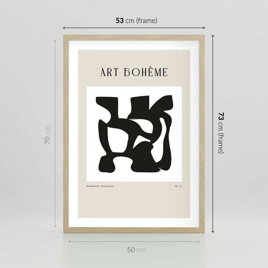 Plakat w ramie 50x70 - Boho Szepty - boho plakat, minimalizm - rama drewno