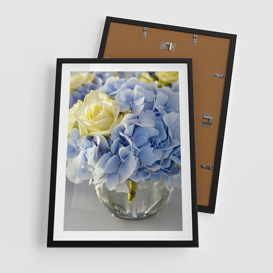 Plakat w ramie 50x70 - Różany Bukiet - bukiet, kwiaty - rama czarna