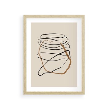 Plakat w ramie 30x40 - Bezczasowe Kontury - abstrakcyjne linie, zaplątane - rama drewno