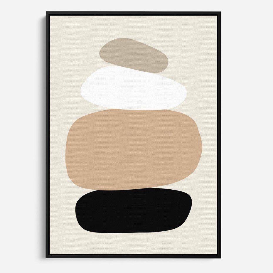 Obraz w ramie 70x100 - Zgeometryzowane Kształty - modernistyczny plakat, obłe kształty - rama czarna