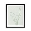 Plakat w ramie 40x50 - Zielona Równowaga Linii - abstrakcyjne delikatne zielone linie, nowoczesny plakat - rama czarna