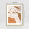 Plakat w ramie 30x40 - Sztuka Piękna w Beżach i Brązach - szkic jedną linią, naga kobieta - rama drewno