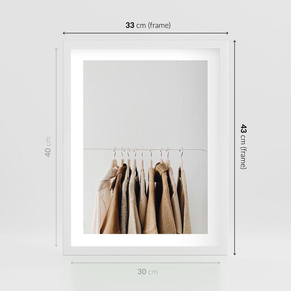 Plakat w ramie 30x40 - Boho Elegancja - boho kobiece zdjęcie, wieszak - rama biała