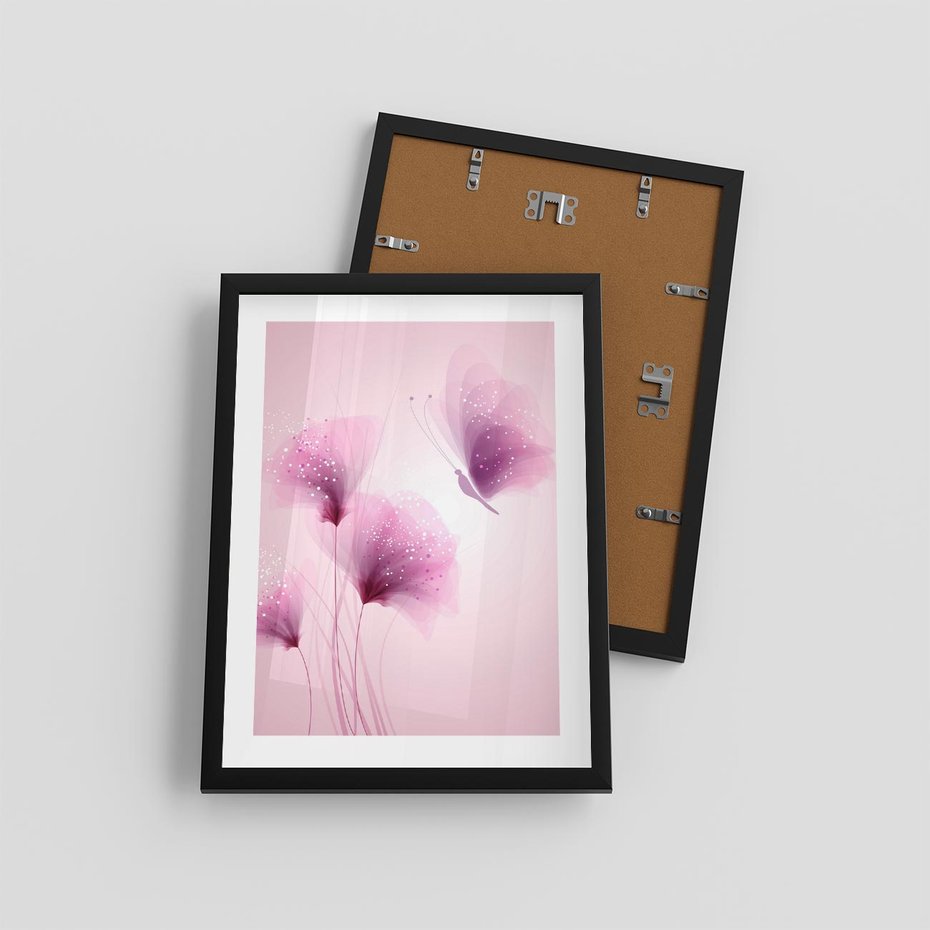 Plakat w ramie 30x40 - Akwarelowe Kwiaty w Pastelach - kwiaty, akwarelowe - rama czarna