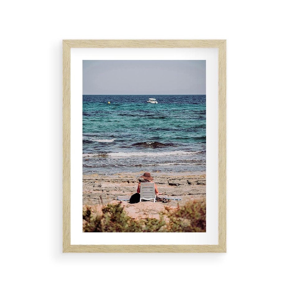 Plakat w ramie 30x40 - Relaks na Plaży - wakacje, plaża - rama drewno