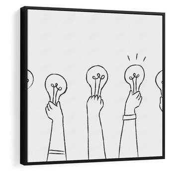 Obraz w ramie 50x50 - Idea w Rękach - szkic, grafika - rama czarna