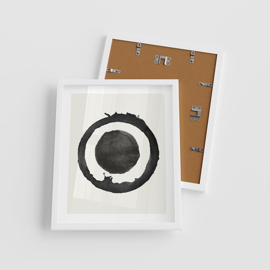 Plakat w ramie 40x50 - Harmonijne Emocje - abstrakcyjne plamy okręgi, akwarelowe - rama biała