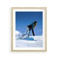 Plakat w ramie 40x50 - Snowboard na zimowych zboczach - snowboard, zima - rama drewno