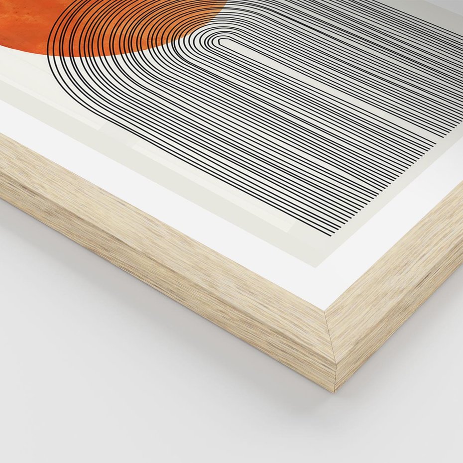 Plakat w ramie 40x50 - Abstrakcyjne Pulsacje - koło, boho styl - rama drewno