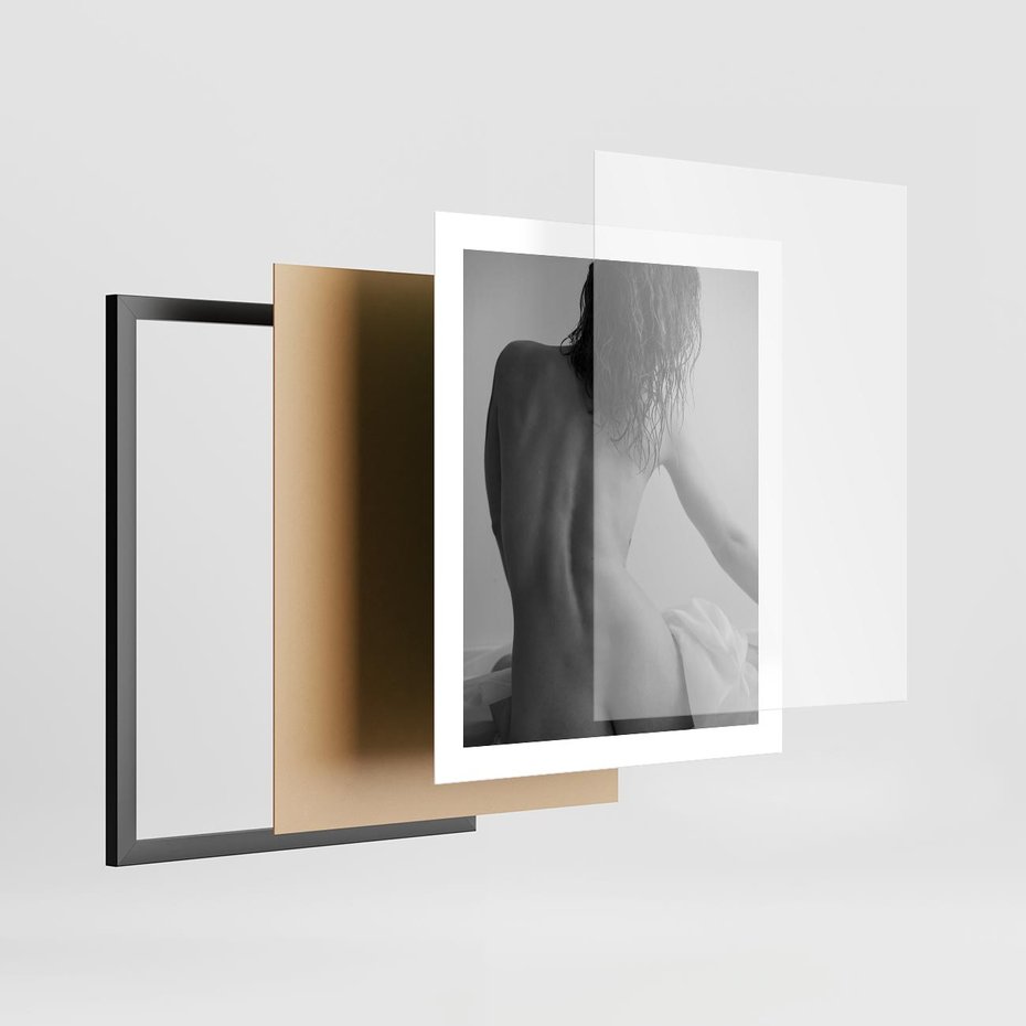 Plakat w ramie 40x50 - Piękno o Poranku - czarno biała fotografia, akt kobiecy - rama czarna