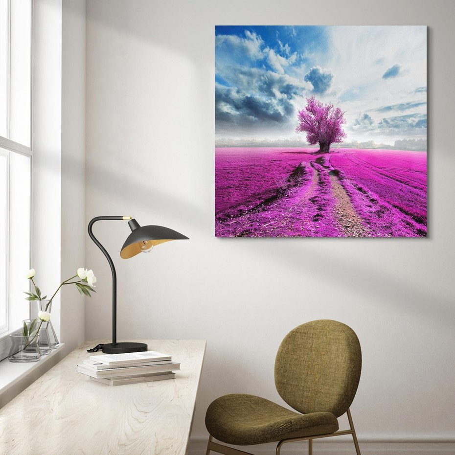 Obraz na płótnie 50x50 - Fioletowa abstrakcja w ruchu - abstrakcja, fiolet